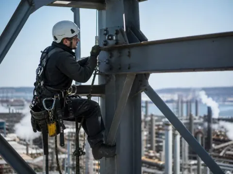 Intervenție pe structură metalică industrială — alpinism utilitar industrial